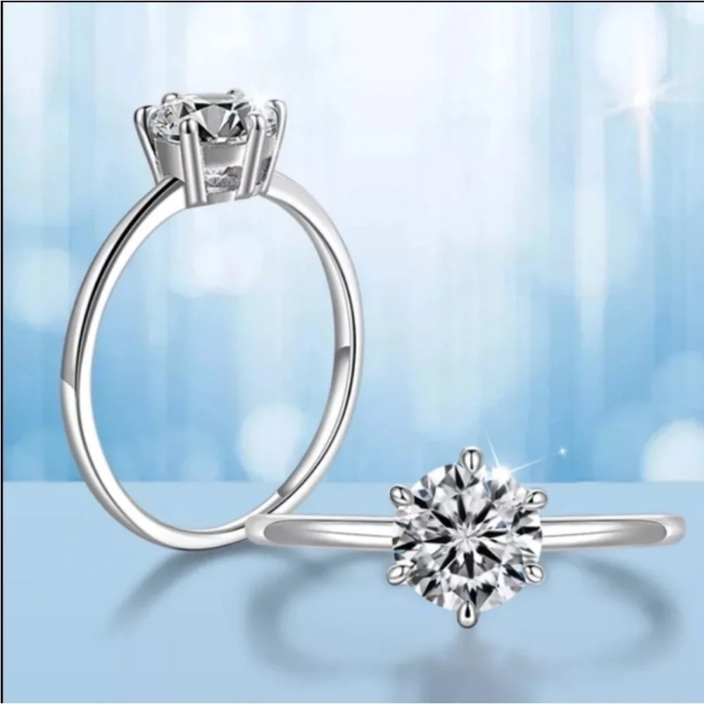 1ct Solitaire Platinum‎ Simulated Diamond Engagement Wedding Ring, Size 6 NEW